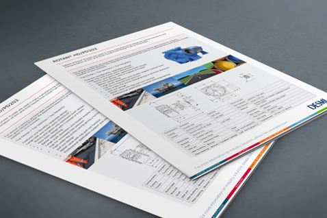 DESMI brochures featuring industrial pumps and technical specifications for fluid handling.