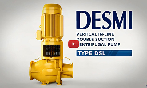 DESMI vertical in-line double suction centrifugal pump, Type DSL, for fluid handling.