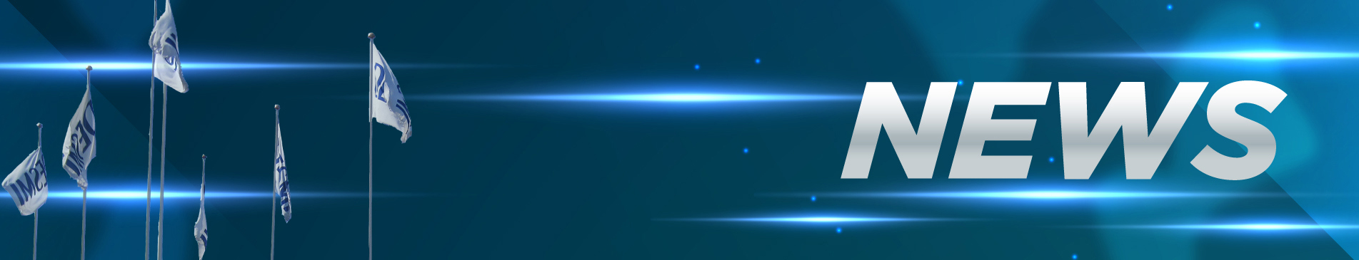 Flags with "DESMI" logos beside large "NEWS" text on a blue background.