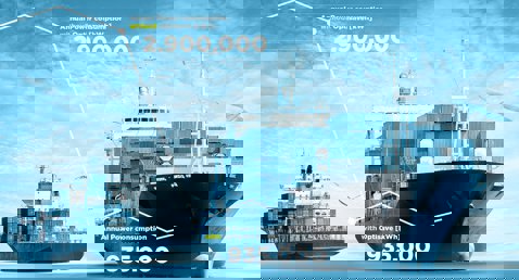 Cargo ships with Optisave, reducing annual power consumption from 2,900,000 to 935,000 kWh.