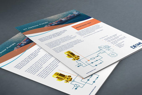 DESMI brochures featuring pump diagrams and product information for fluid handling.
