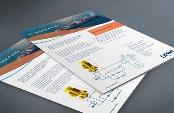 DESMI brochures featuring pump diagrams and product information for fluid handling.