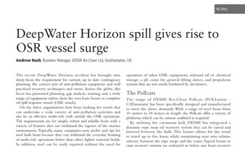 Desmi Rise DeepWater Horizon spill gives rise to OSR vessel surge | DESMI - Make ...