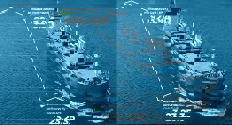 Cargo ship illustrating power consumption reduction with Optisave technology.