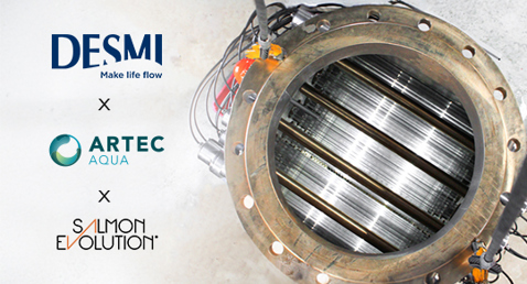 DESMI, Artec Aqua, and Salmon Evolution collaboration with large industrial machinery.