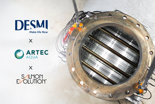 DESMI, Artec Aqua, and Salmon Evolution collaboration with large industrial machinery.
