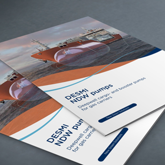 Brochures featuring DESMI NDW pumps for gas carriers and booster pumps.