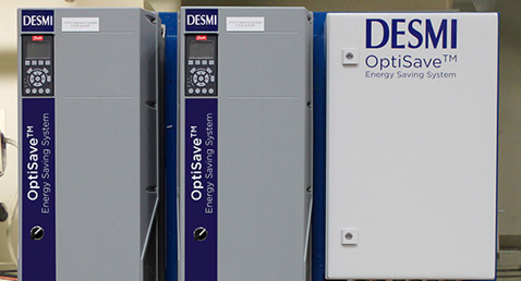 DESMI OptiSave Energy Saving System with control panels and wiring connections.