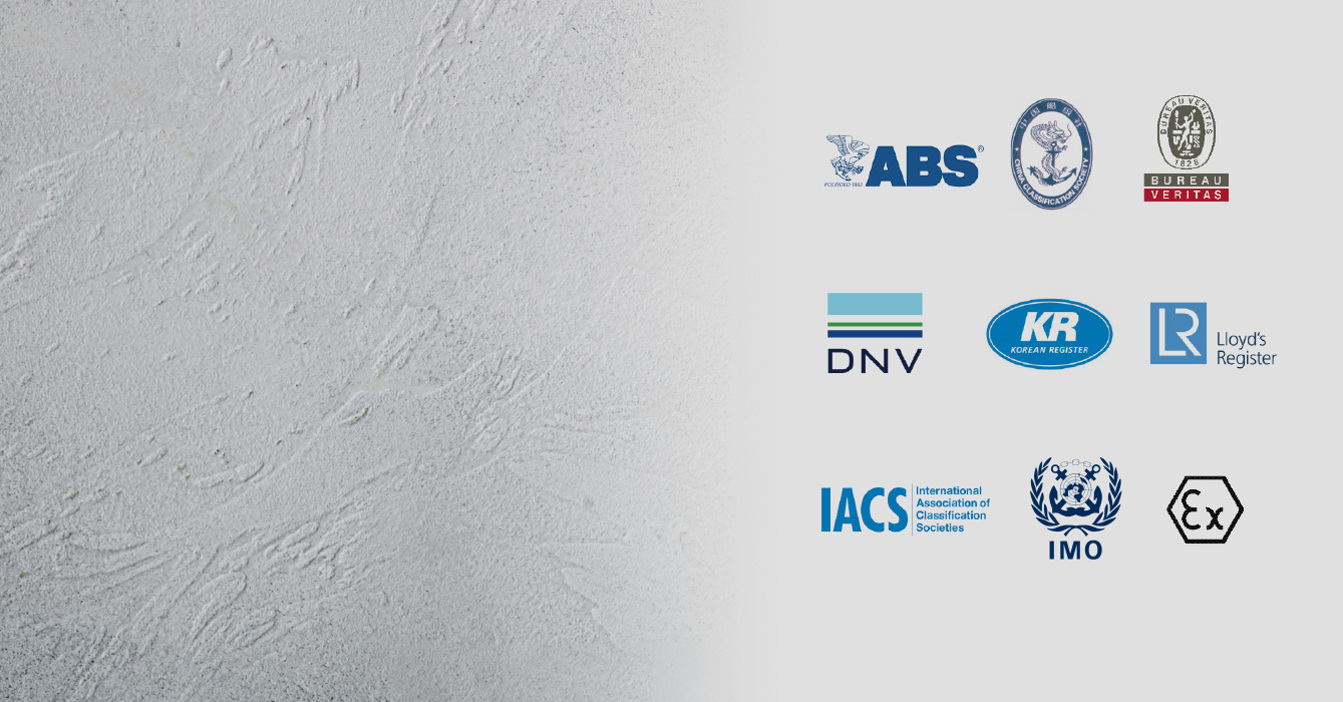 Olika internationella sjöfarts- och säkerhetsorganisationslogotyper på en texturerad grå bakgrund.