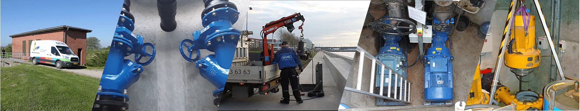 DESMI equipment and service van at industrial fluid handling site.