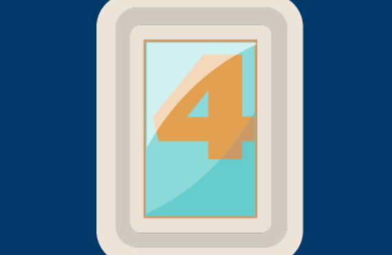 Number four in orange on a blue background within a white frame.