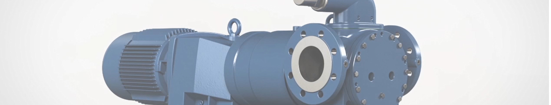 Blue DESMI pump for fluid handling, featuring a circular flange and motor.
