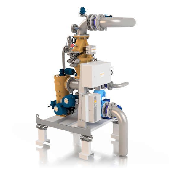 DESMI CompactClean BWMS for ballastvandsstyring, med rør og kontrolenheder.