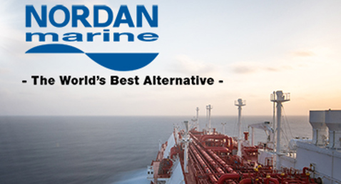 Ship deck with Nordan Marine logo and slogan "The World's Best Alternative".