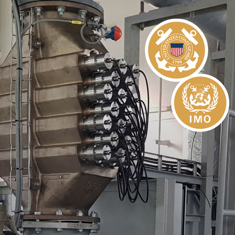 DESMI industrial equipment with certification logos, used for fluid handling applications.