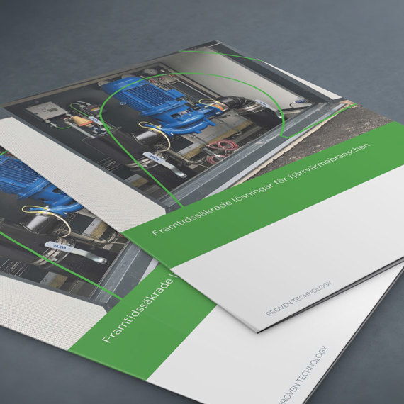 DESMI-broschyrer med blå industriell utrustning för lösningar inom vätskebehandling.