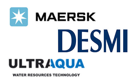Logos of Maersk, DESMI, and UltraAqua Water Resources Technology.