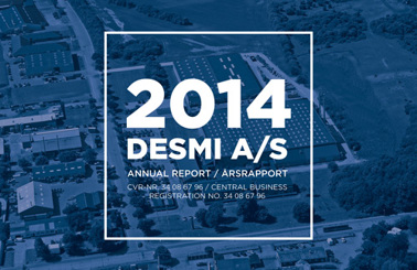 Cover of DESMI A/S 2014 Annual Report with aerial view of facilities.