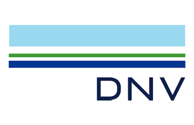 DNV logo with blue, green, and navy horizontal lines.