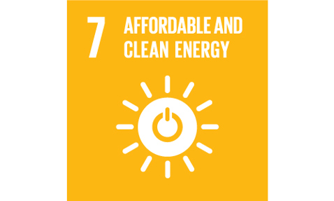 Yellow icon representing UN's Sustainable Development Goal 7: Affordable and Clean Energy.