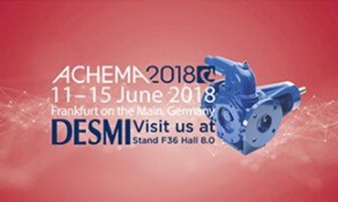 DESMI pump advertisement for ACHEMA 2018 in Frankfurt, Germany.