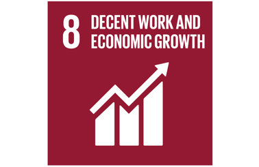 Sustainable Development Goal 8: Decent Work and Economic Growth icon.