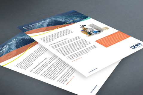 Brochures featuring DESMI branding and information on industrial equipment.