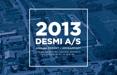 2013 DESMI A/S Annual Report cover with aerial view background.