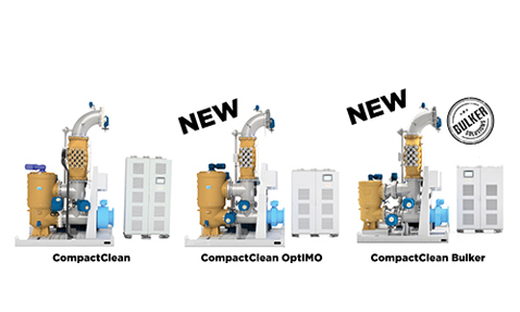 三台 DESMI CompactClean 系统：CompactClean、CompactClean OptiMO 和 CompactClean Bulker。