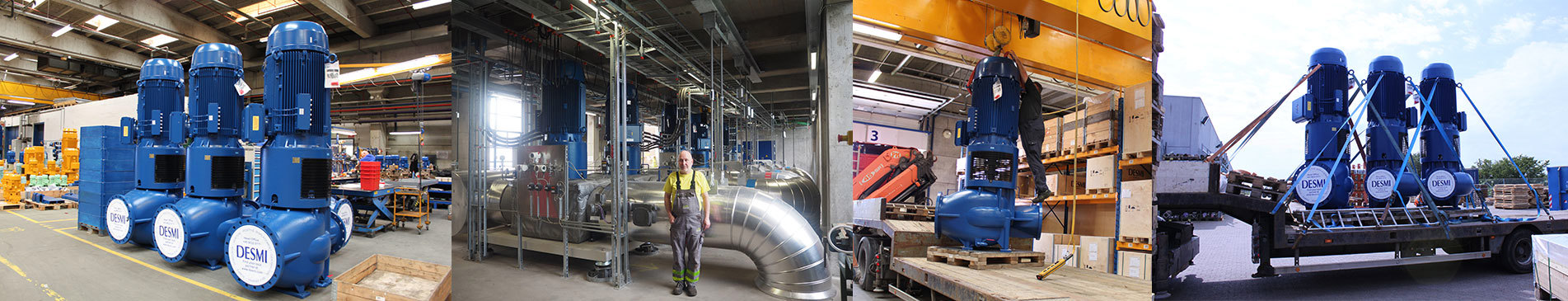 DESMI 立式泵用于仓库和工业环境中的流体处理应用。