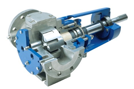 Cutaway view of a DESMI centrifugal pump for fluid handling applications.