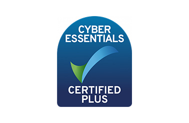 “Cyber Essentials Certified Plus 徽标，带有蓝色和绿色的对勾。”