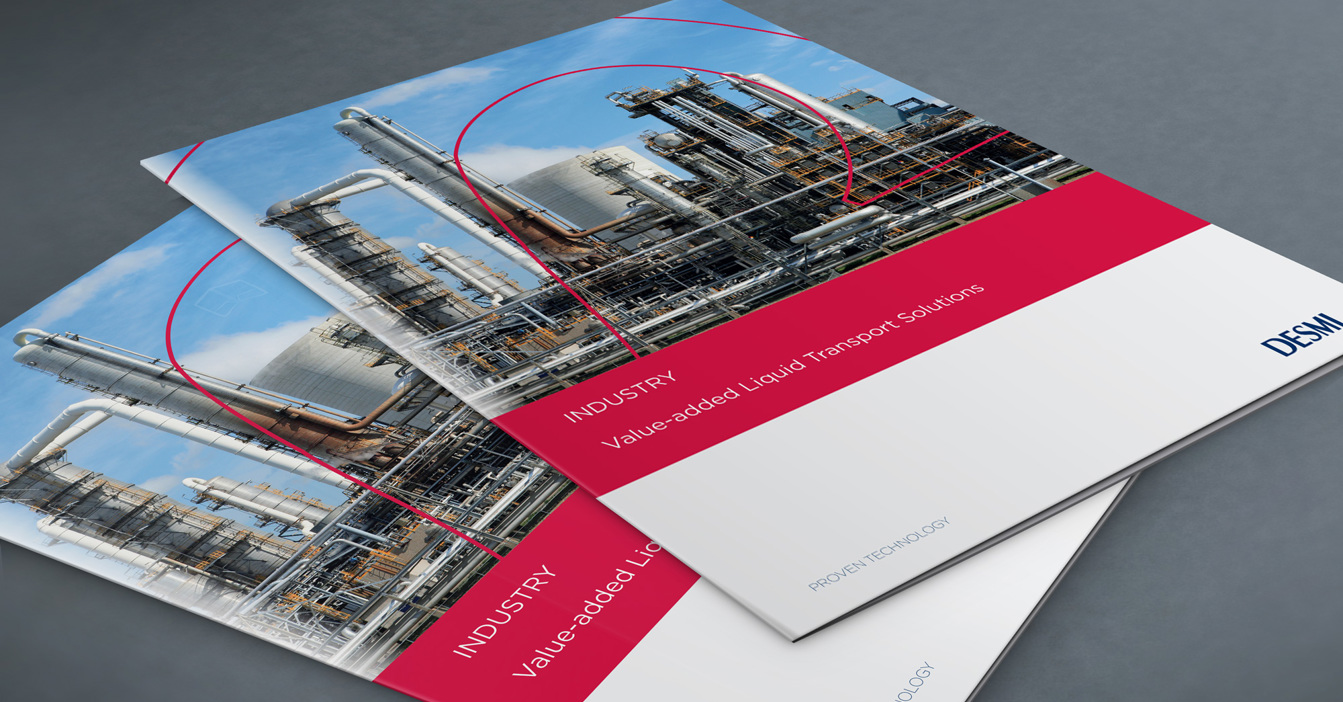 Brochures titled "Industry Value-added Liquid Transport Solutions" with DESMI logo.