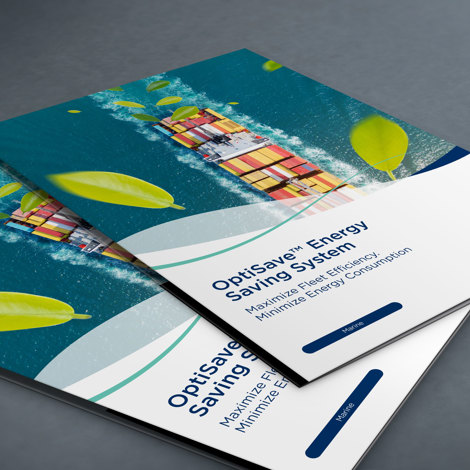 Brochures DESMI Optisave avec un cargo sur la couverture.