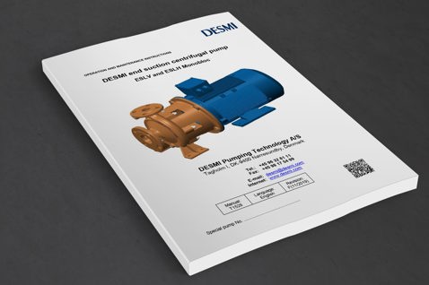 DESMI end suction centrifugal pump manual for ESLV and ESLH Monobloc models.