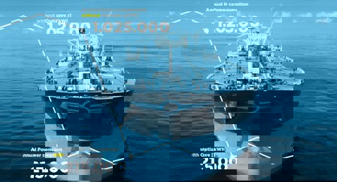 Large ship displaying power consumption comparison with and without Optisave technology.