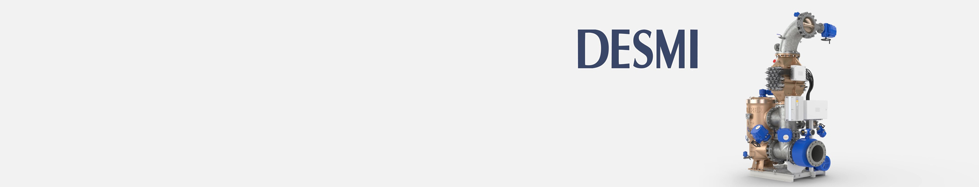 DESMI industrial pump system for fluid handling, featuring blue and bronze components.