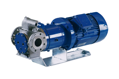 Blue DESMI ROTAN gear pump for fluid handling applications.