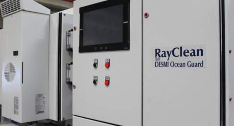 DESMI RayClean Ocean Guard system with control panel and buttons for fluid handling.