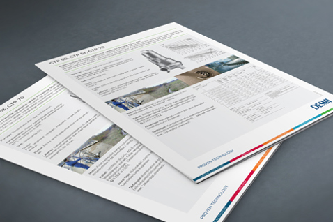 DESMI brochures featuring pump specifications and images for fluid handling solutions.