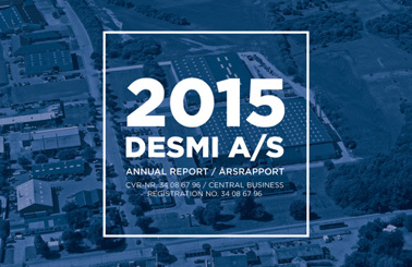 2015 DESMI A/S Annual Report cover with aerial view background.