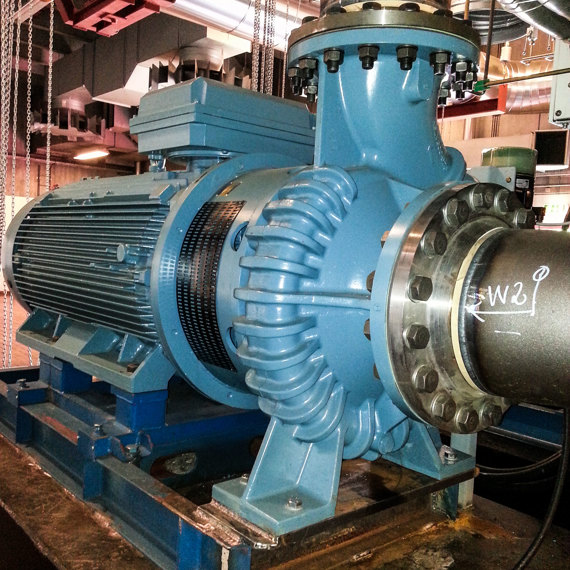 Industrial equipment featuring DESMI ROTAN pump and automation components for fluid handling.