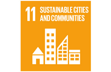 Orange icon representing UN Sustainable Development Goal 11: Sustainable Cities and Communities.
