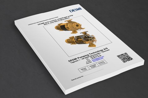 Couverture du manuel de la pompe DESMI montrant les pompes centrifuges Monobloc NSLV et NSLH.
