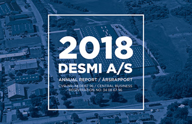 2018 DESMI A/S Annual Report cover with aerial view of facilities.