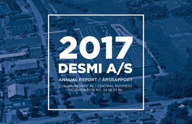 2017 DESMI A/S Annual Report cover with aerial landscape background.
