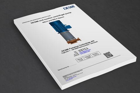 DESMI Broschüre für den Betrieb und die Wartung der NSLH- und NSLV-Spacer-Kreiselpumpe.