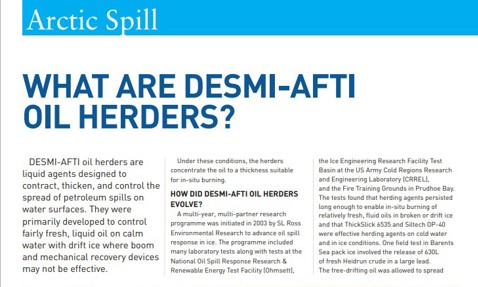 "What are DESMI-AFTI Oil Herders? Information on oil spill response technology."