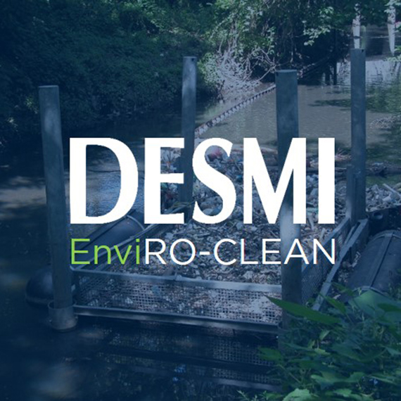 DESMI EnviRo-Clean system in a river, designed for environmental cleanup.