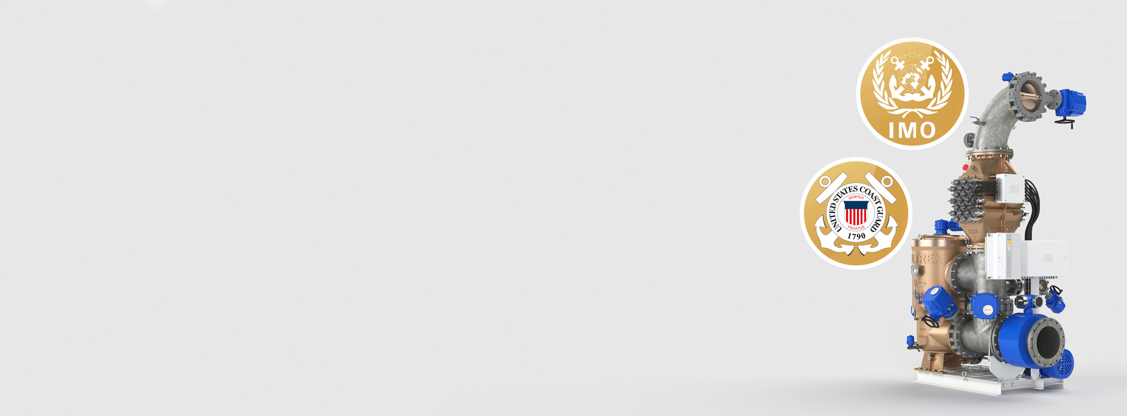 DESMI water treatment system with IMO and US Coast Guard certifications.